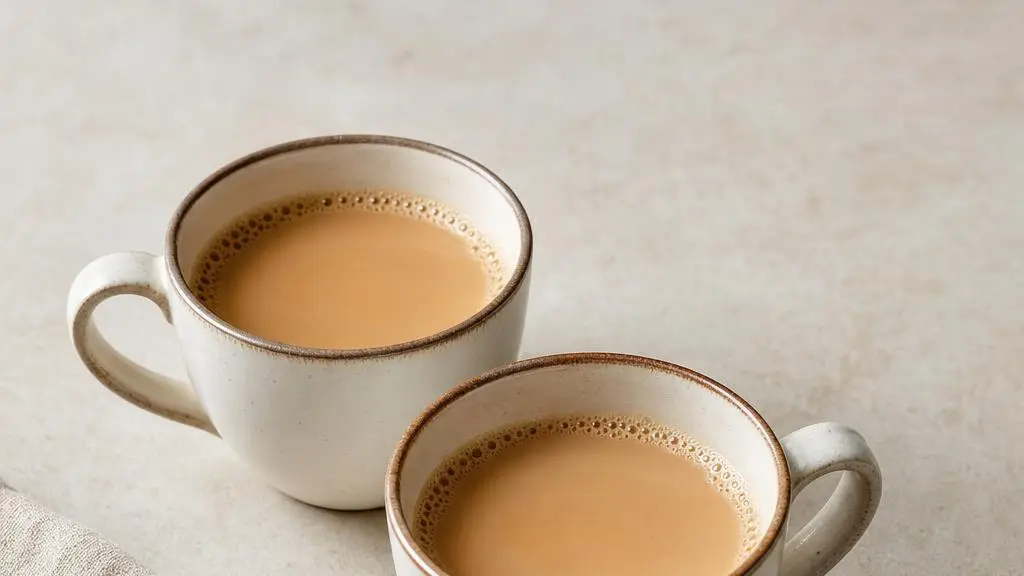 Twee kopjes geurige masala chai met specerijen