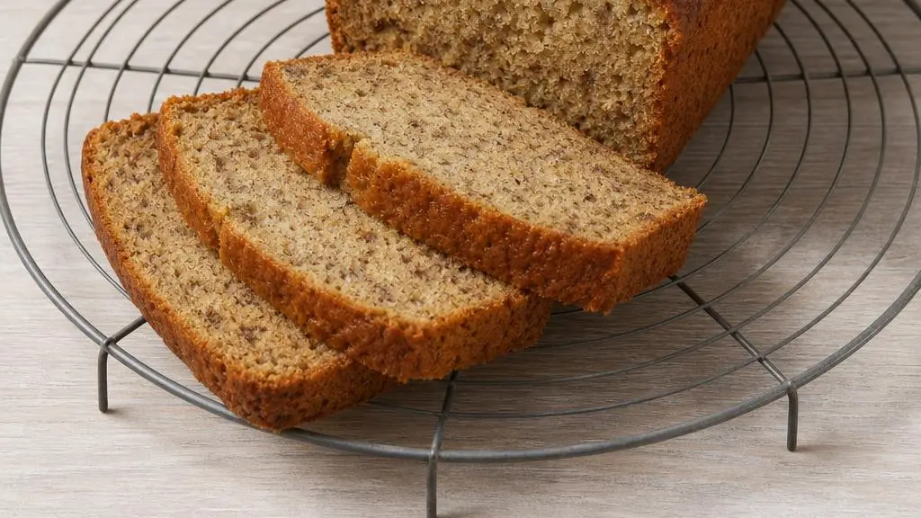 Smeuïg klassiek bananenbrood in plakken
