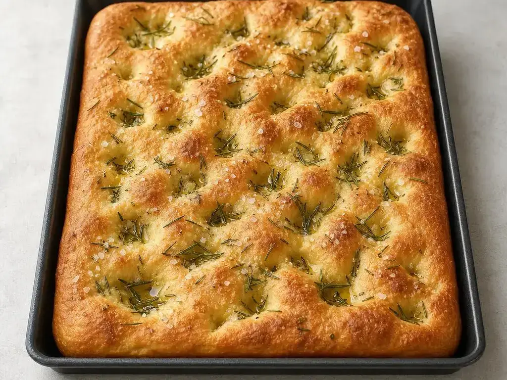 Focaccia met olijfolie en rozemarijn