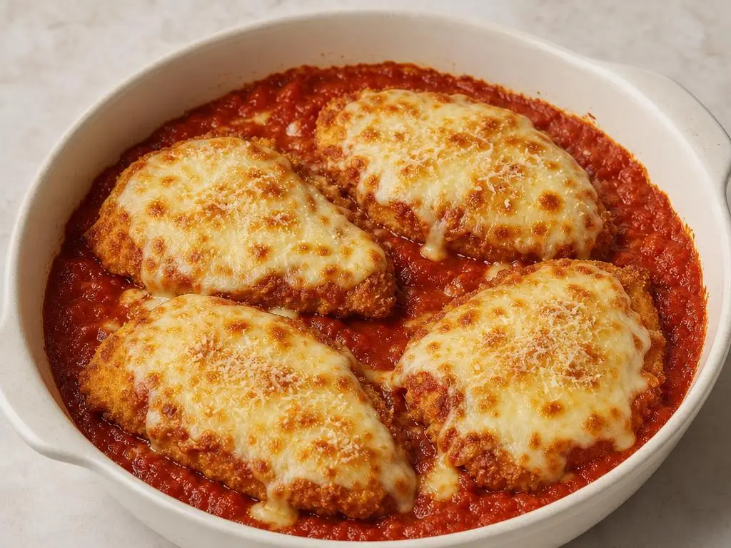 Kip parmigiana in tomatensaus
