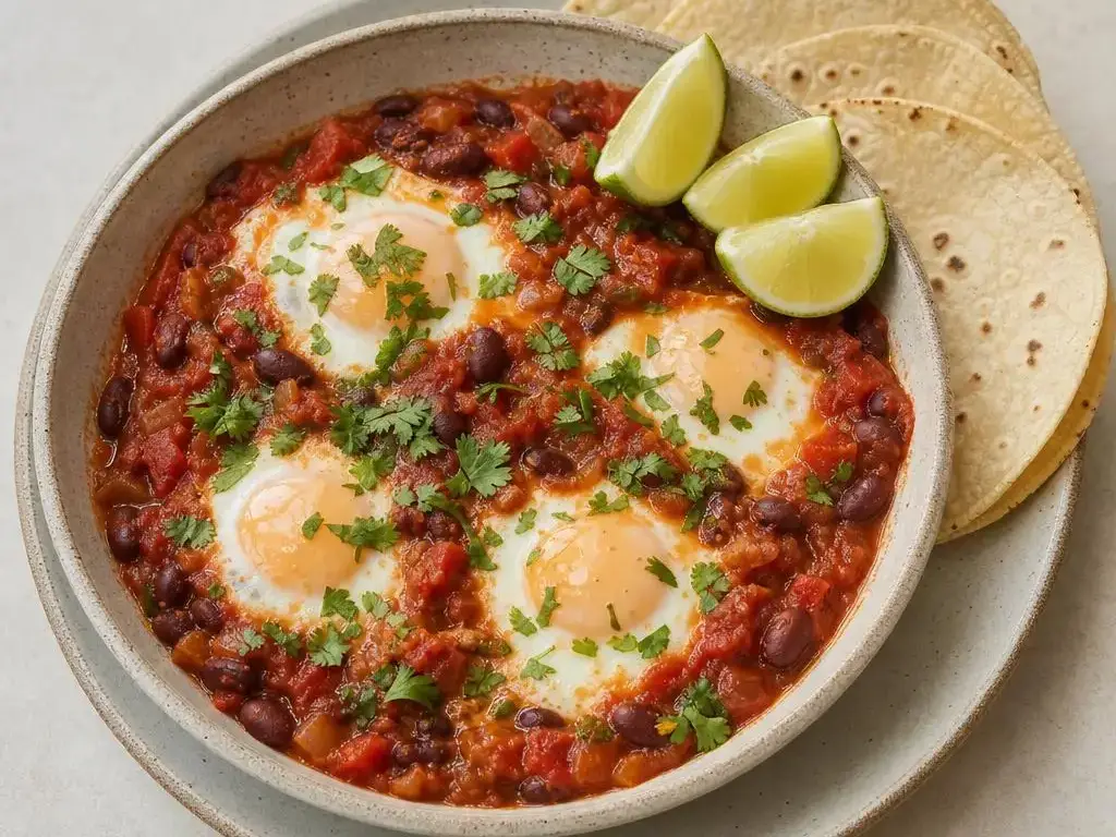 Huevos rancheros: eieren met bonen en tomatensaus