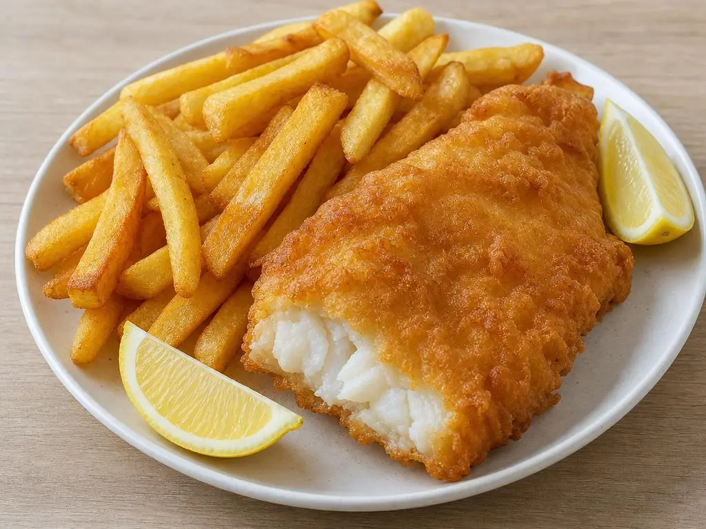 Fish and chips met witte vis in krokant beslag