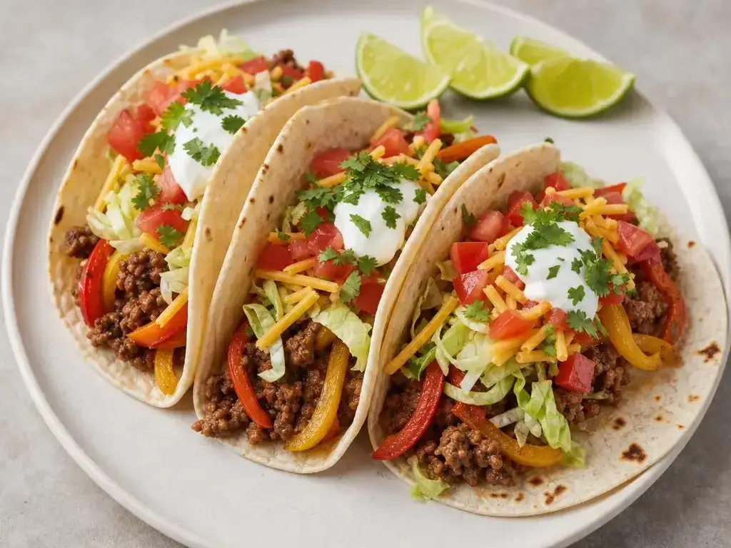 Taco's met rundvlees en knapperige groenten