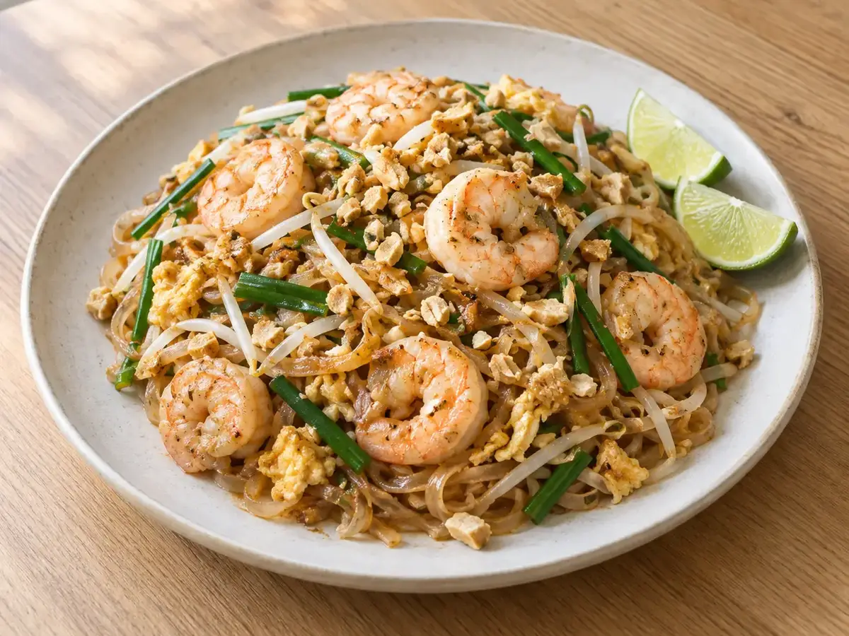 Pad thai met garnalen