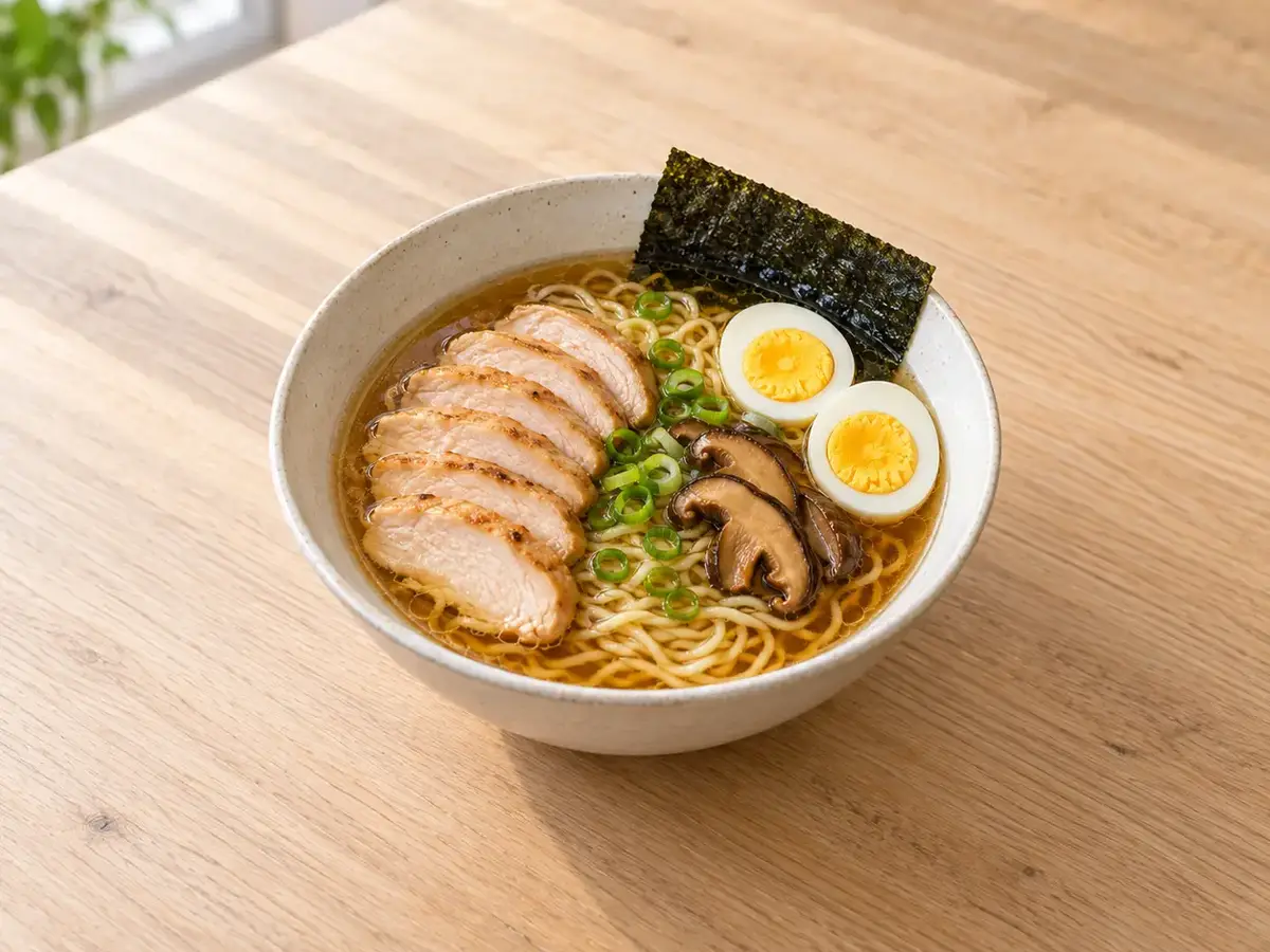 Shoyu-ramen met kip