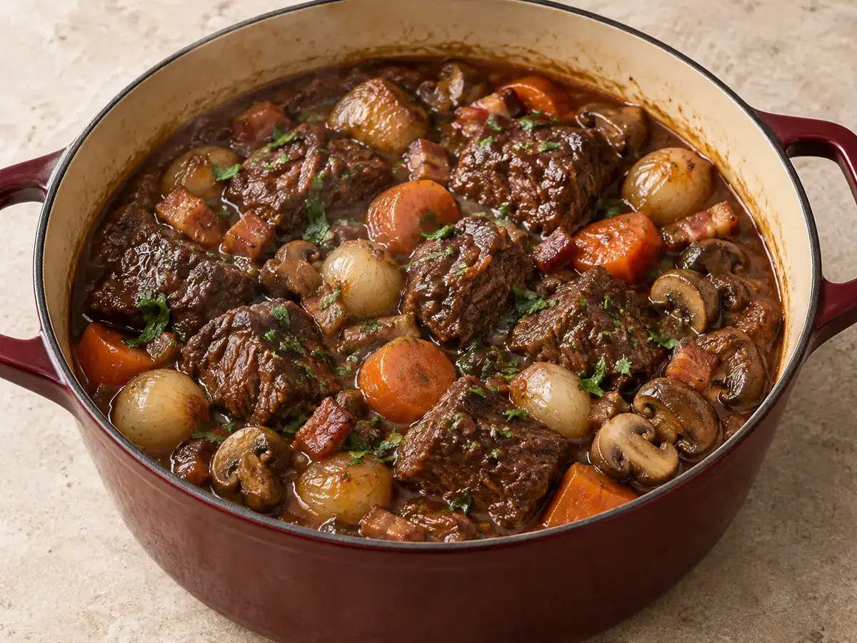 Boeuf bourguignon – Rindfleisch in Rotwein