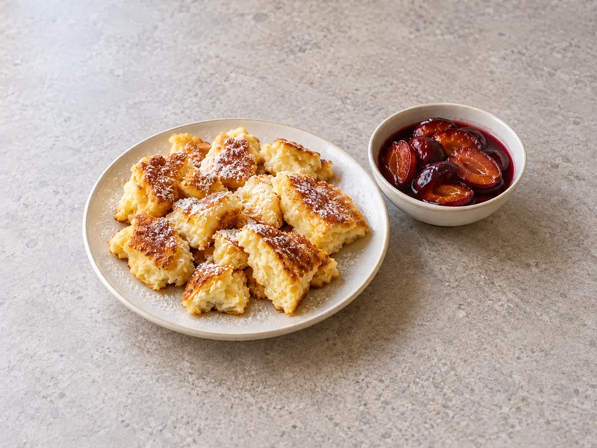 Kaiserschmarrn – Fluffy Shredded Pancake with Plums