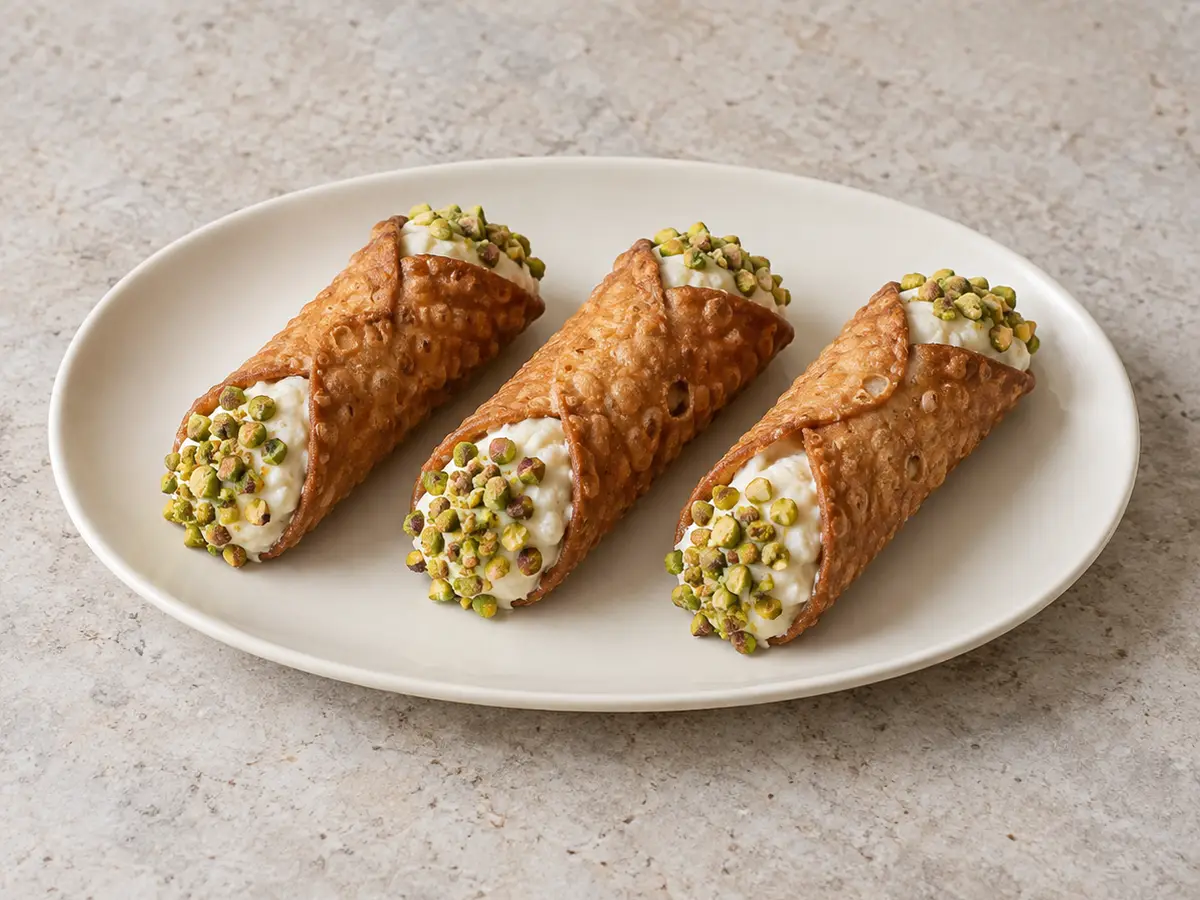 Sicilian Cannoli with Ricotta Cream and Pistachios