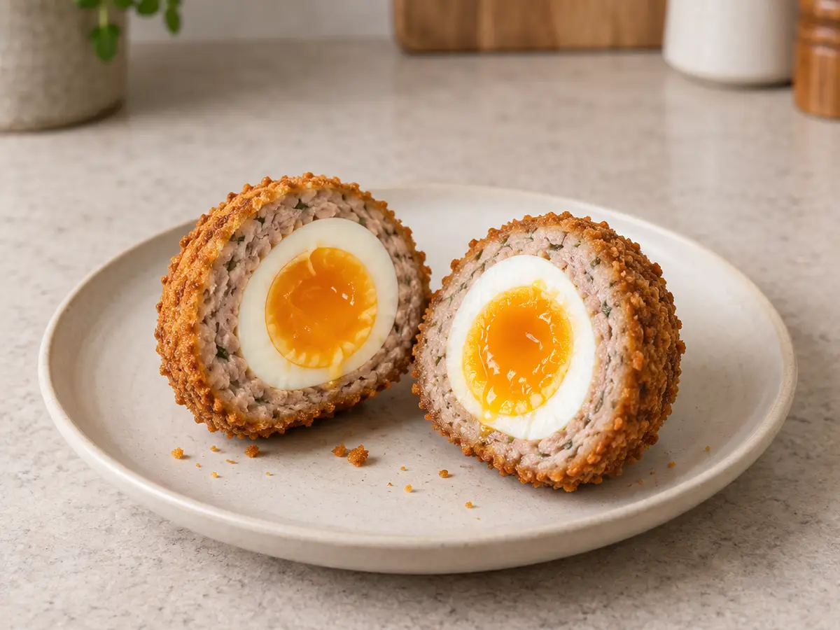 Scotch Eggs with Crisp Breadcrumbs and Soft Yolks