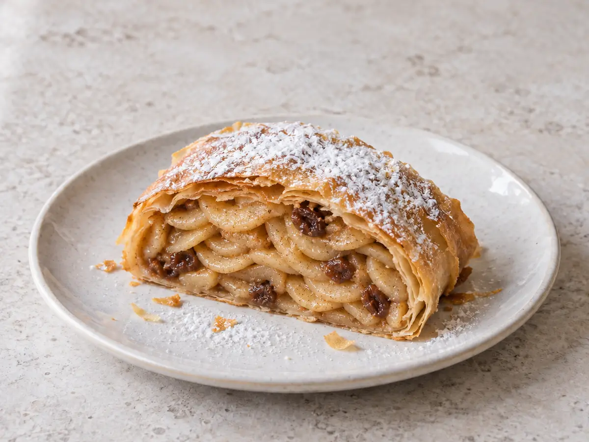 Viennese Apple Strudel with Raisins and Cinnamon