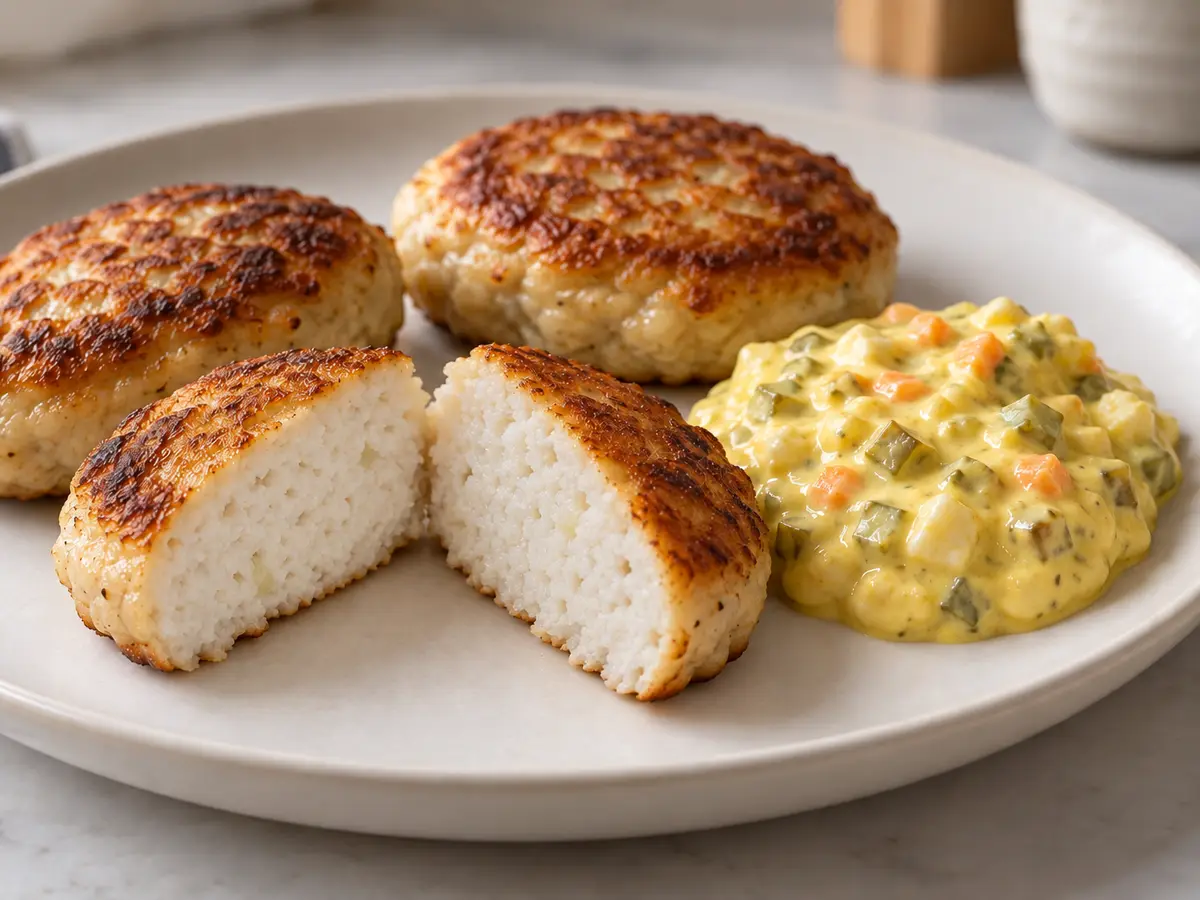 Fiskefrikadeller — Danish fish cakes with remoulade