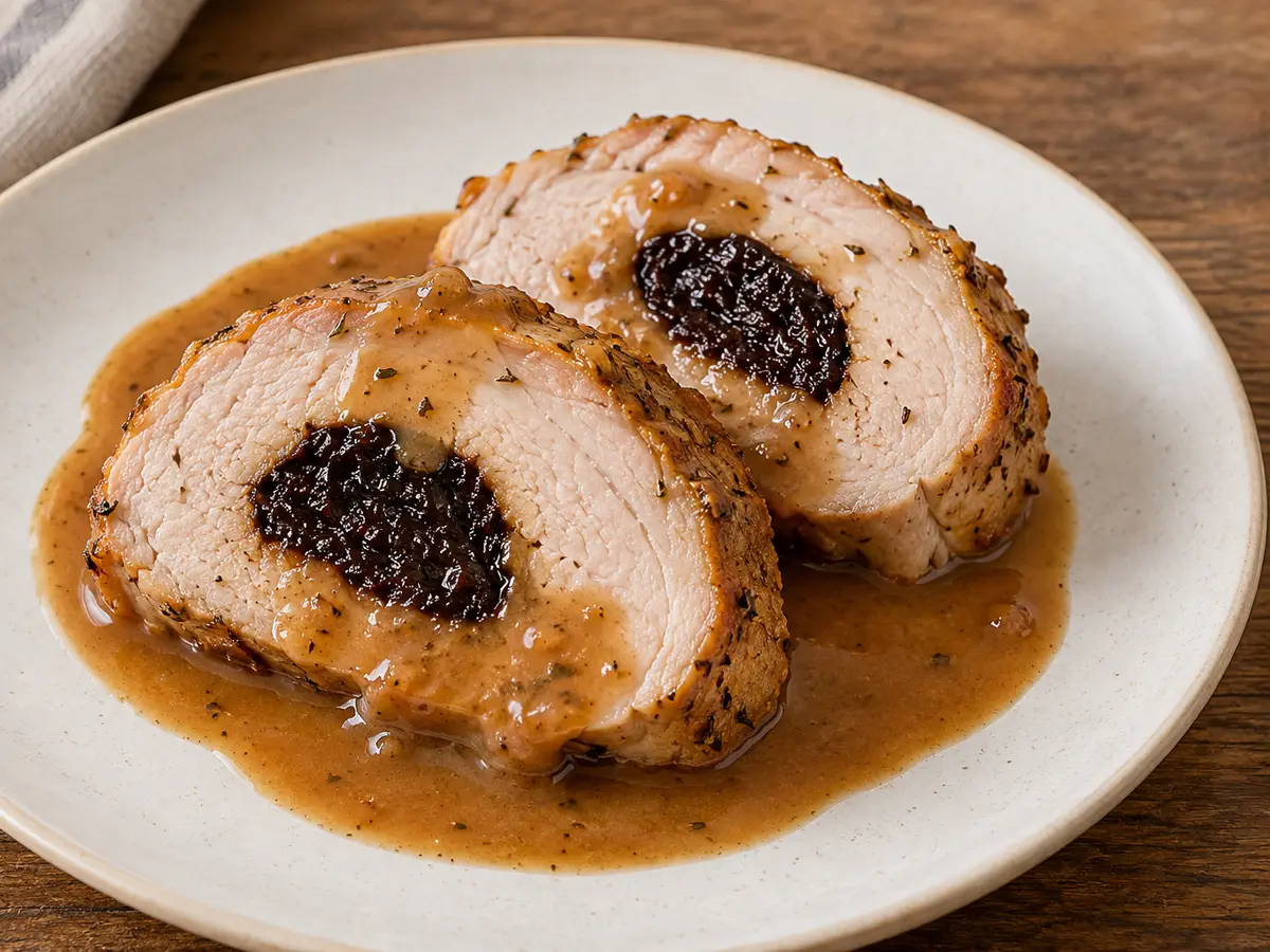 Roast Pork Loin with Prunes and Pan Gravy