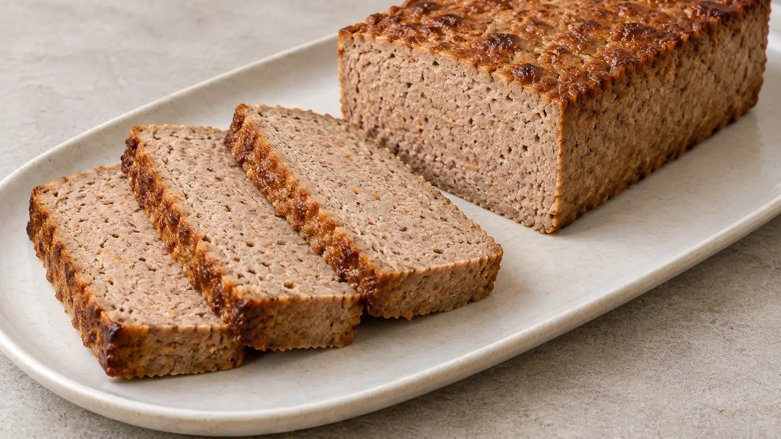 Slices of homemade pâté with browned edges and a fine, moist center