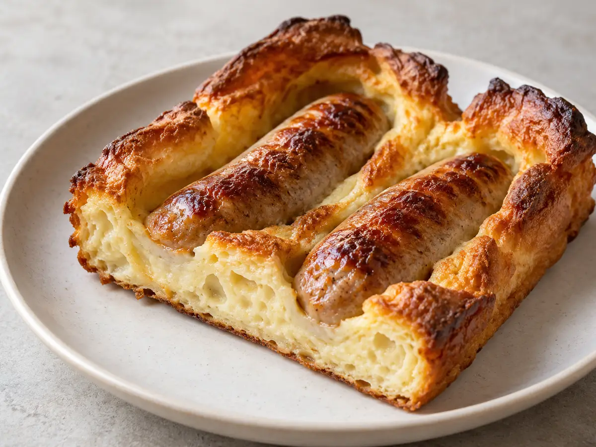 British Sausages Baked in Yorkshire Pudding
