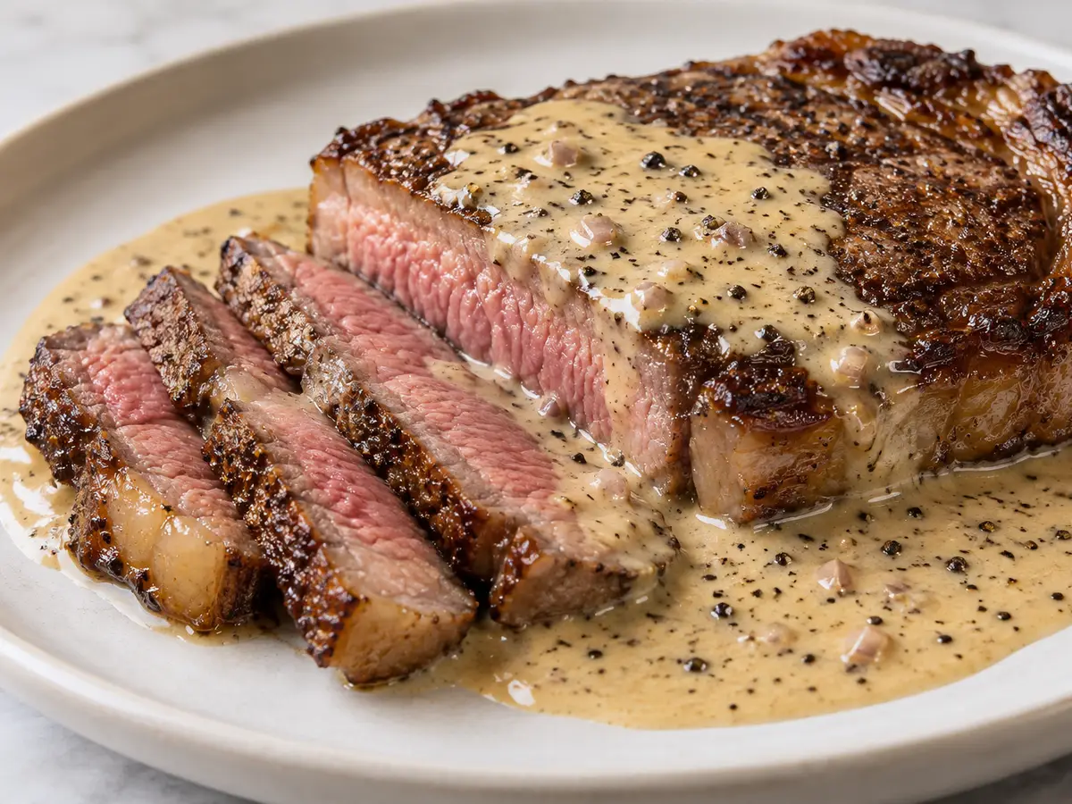 Ribeye Steak with Creamy Pepper Sauce