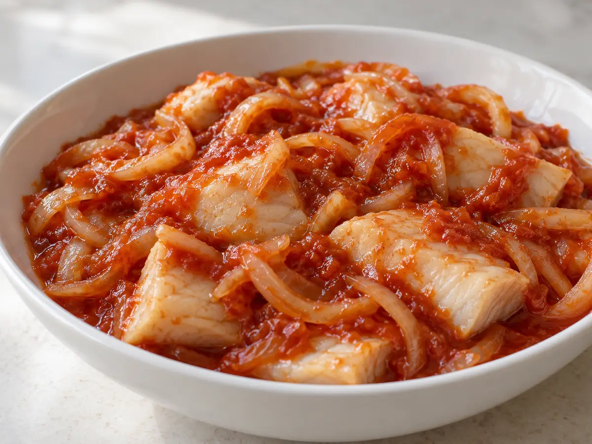 Kashubian-Style Herring with Onion in Tomato Sauce