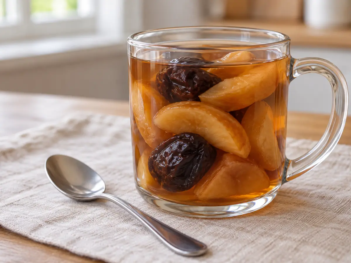 Kompot (Polish Fruit Drink) with Dried Plums, Apples, and Pears