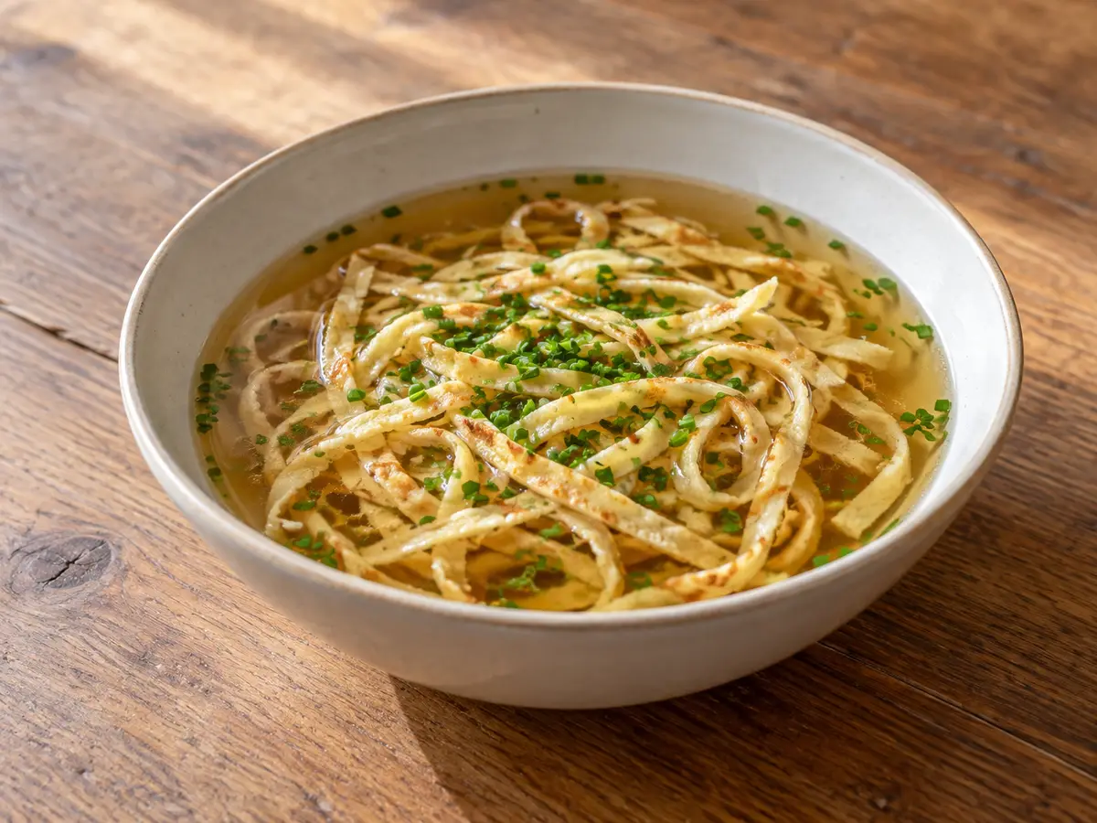 Frittatensuppe — Beef Broth with Crepe Strips