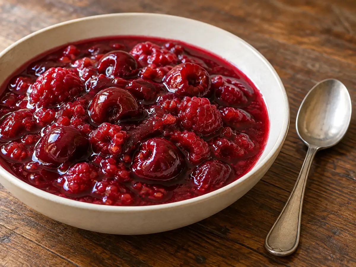 Rote Grütze with Sour Cherries and Raspberries