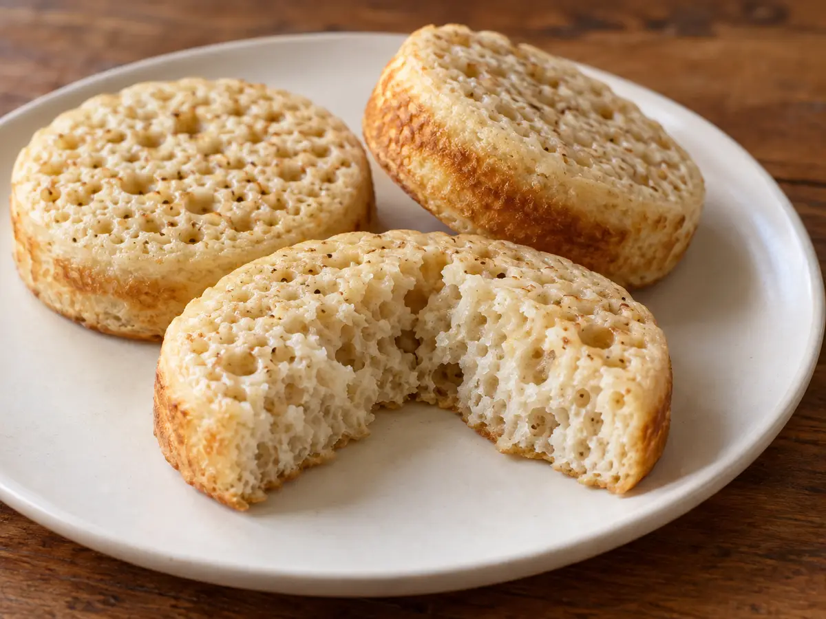Crumpets with Porous Tops