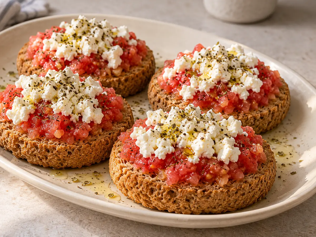 Dakos — Cretan rusks with tomatoes and feta