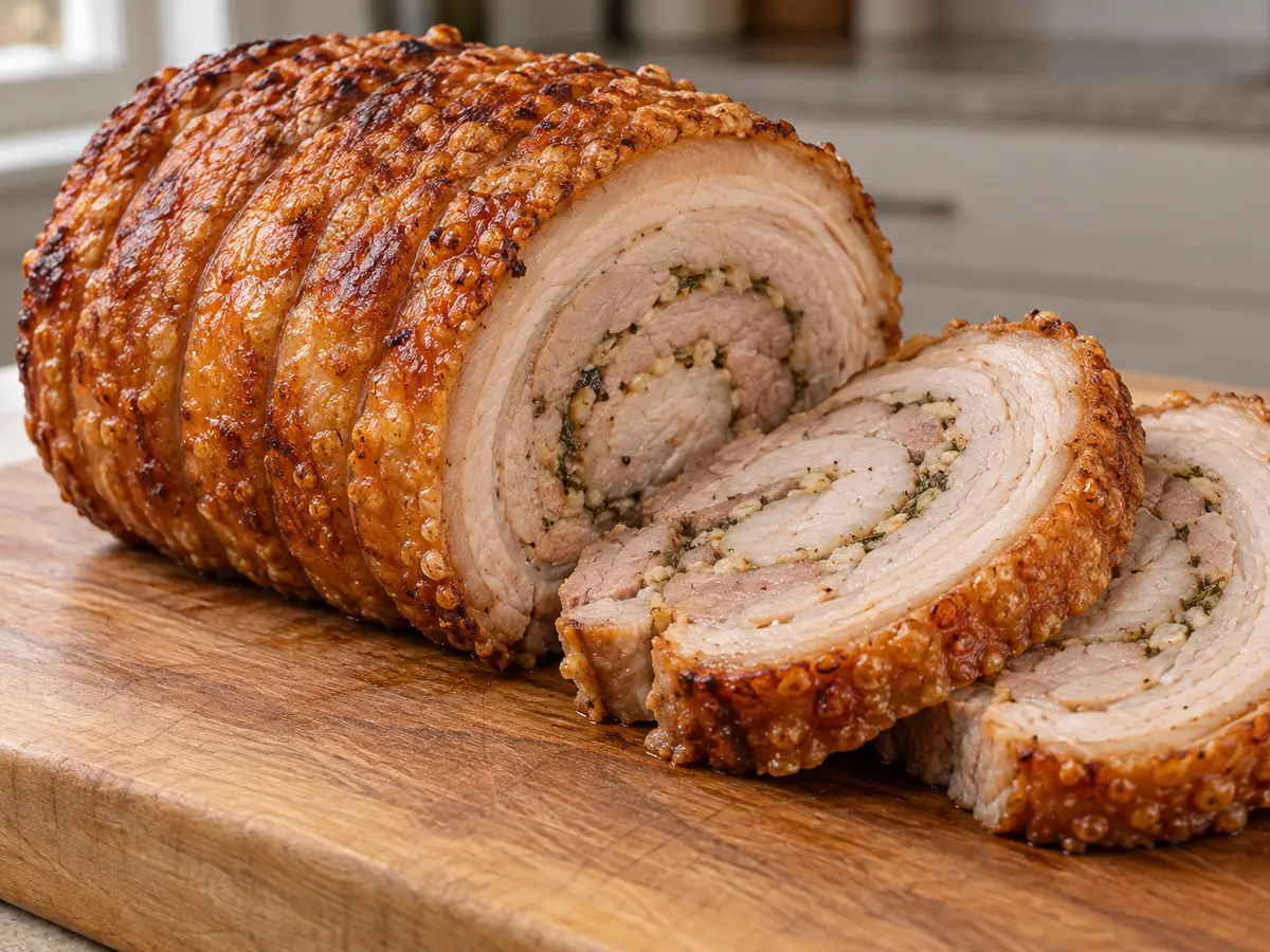 Porchetta — Schweinebauchrollbraten mit Fenchel und knuspriger Schwarte