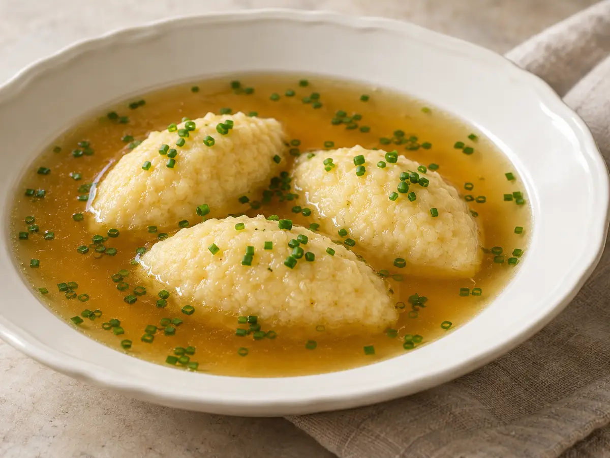 Austrian Broth with Fluffy Semolina Dumplings