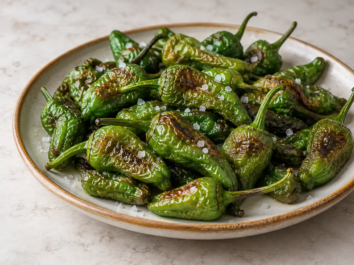 Fried Green Padrón Peppers with Coarse Salt