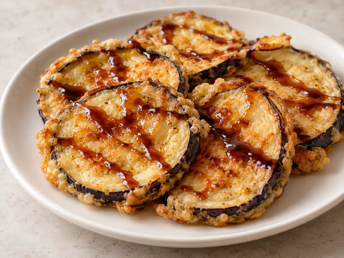 Crispy Fried Eggplant with Cane Syrup