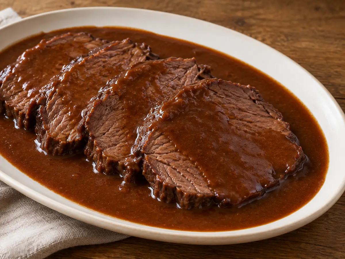 Sauerbraten — arrosto di manzo marinato in salsa scura