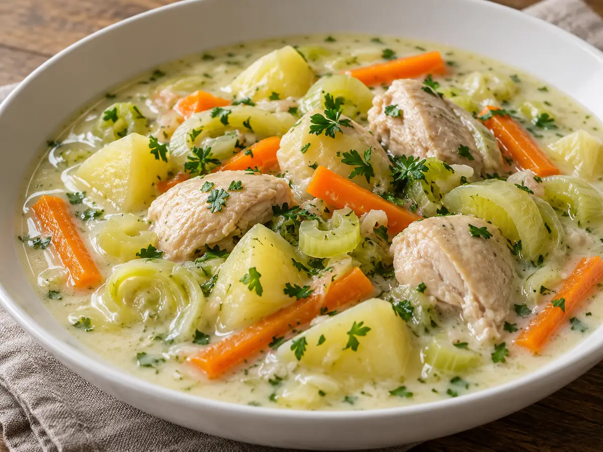 Waterzooi di pollo — stufato cremoso con porri e verdure