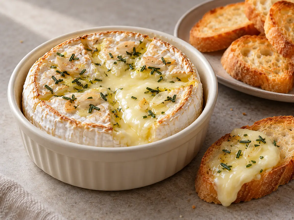 Baked camembert with garlic and rosemary
