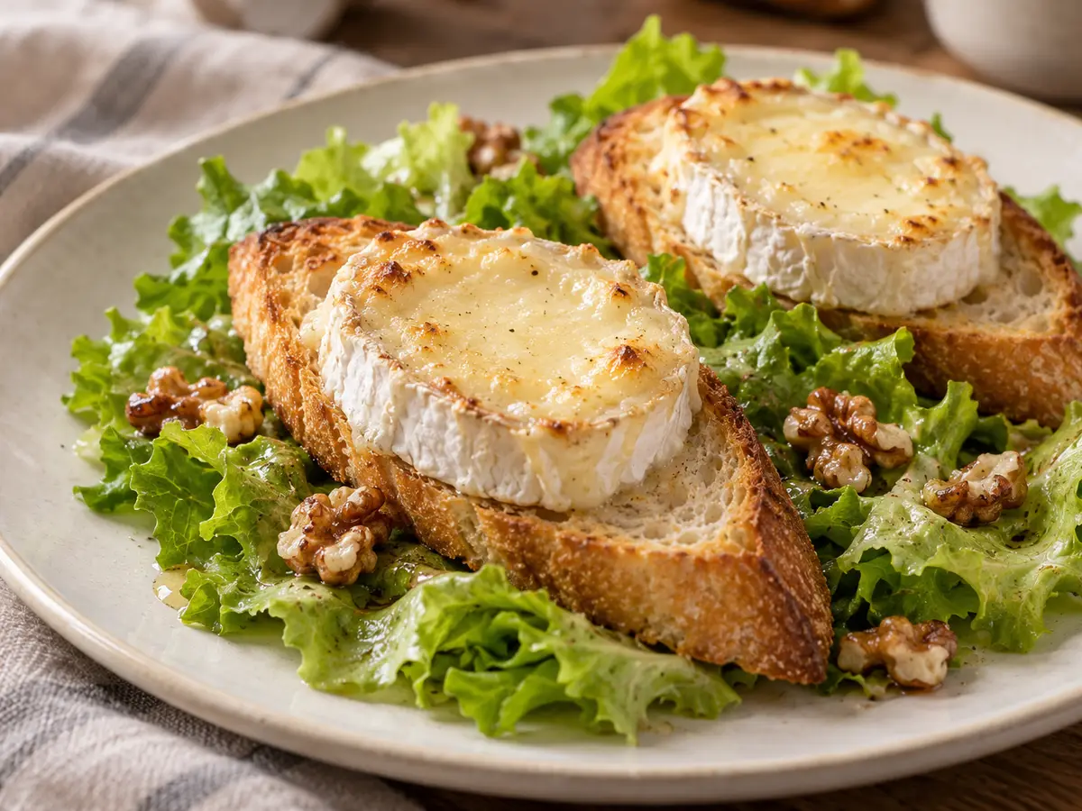 Salade de chèvre chaud — insalata con crostini caldi al formaggio di capra