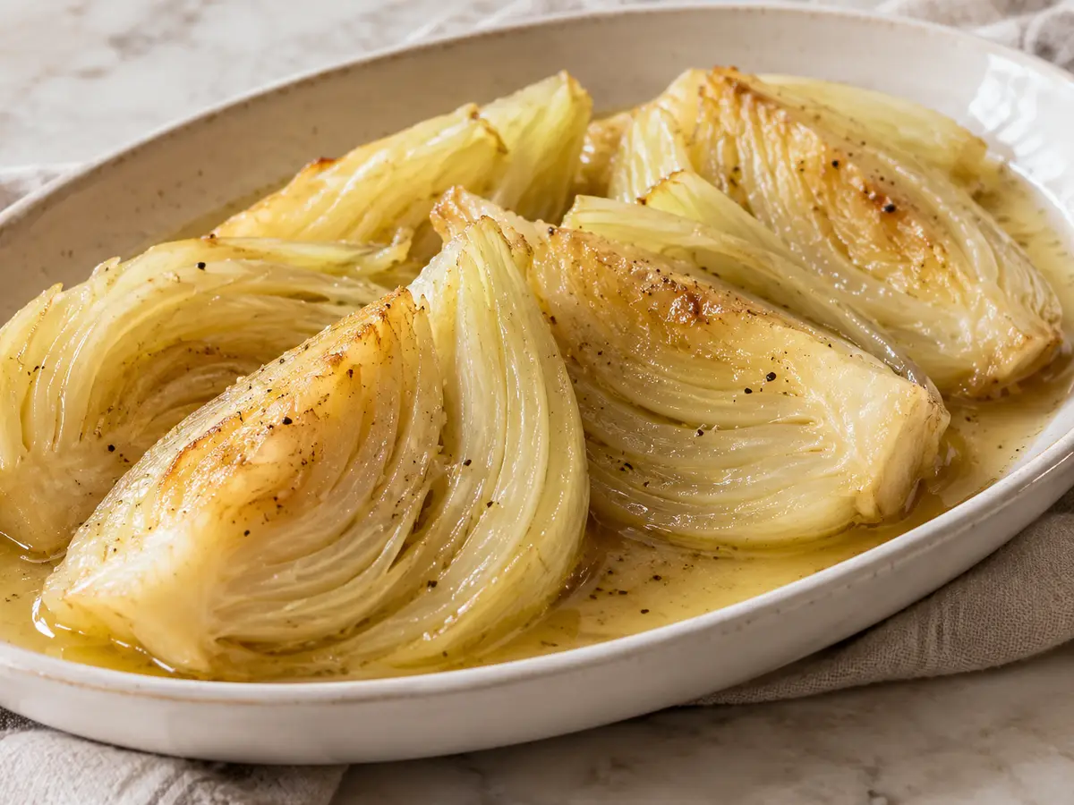 Finocchi brasati al vino bianco e limone