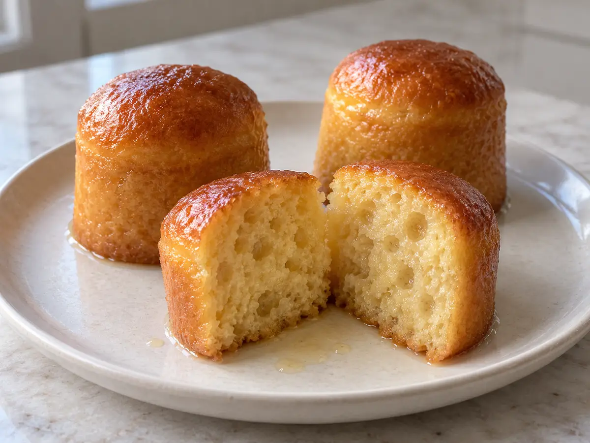 Baba au rhum — gistgebakjes gedrenkt in rumsiroop
