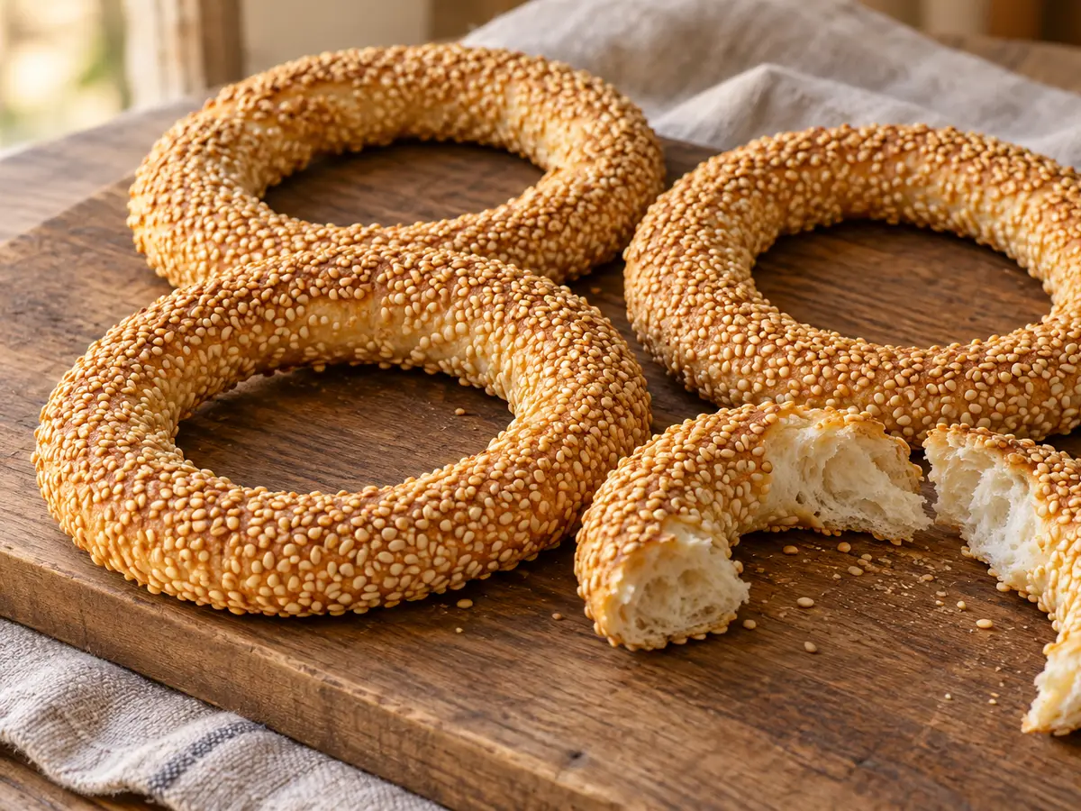 Koulouri — anelli greci di pane lievitato al sesamo