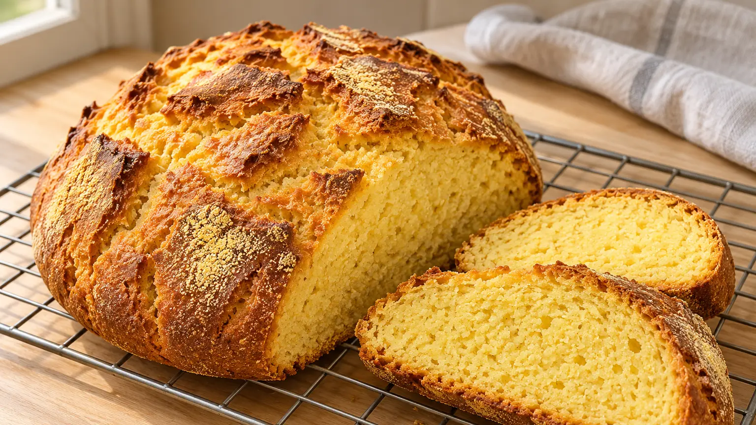 Broa de milho portoghese con crosta croccante screpolata e mollica gialla compatta senza accompagnamenti