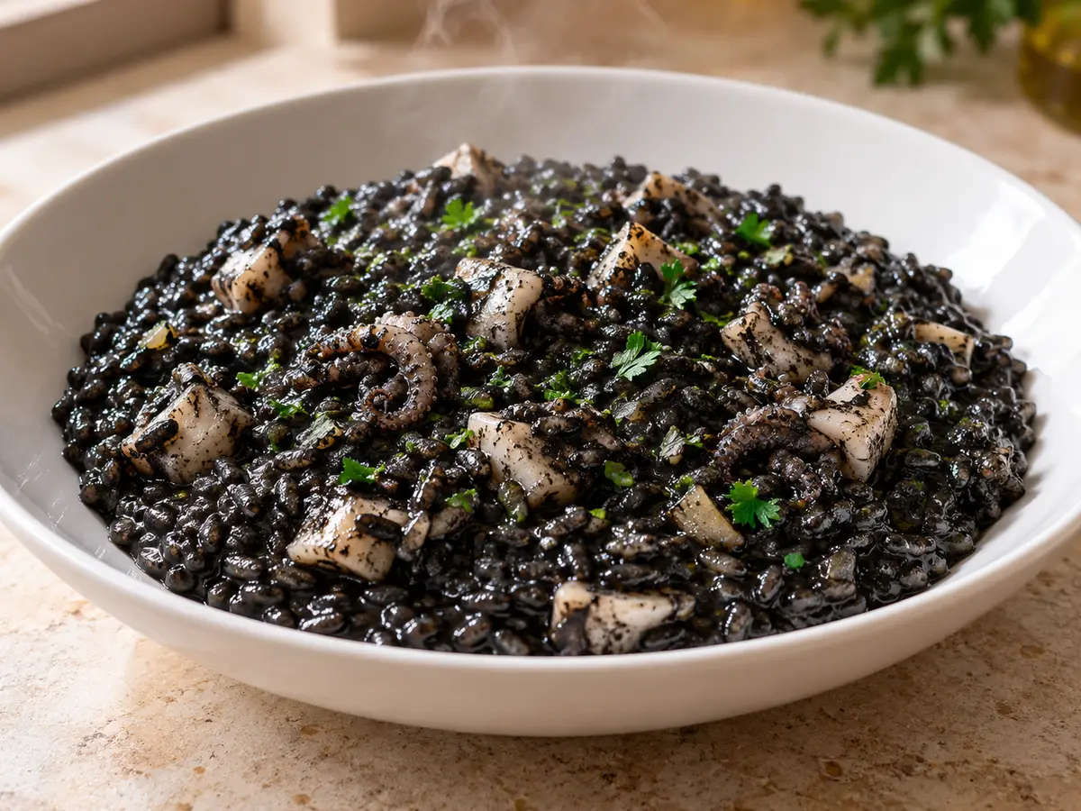 Crni rižot — risotto nero croato con seppie