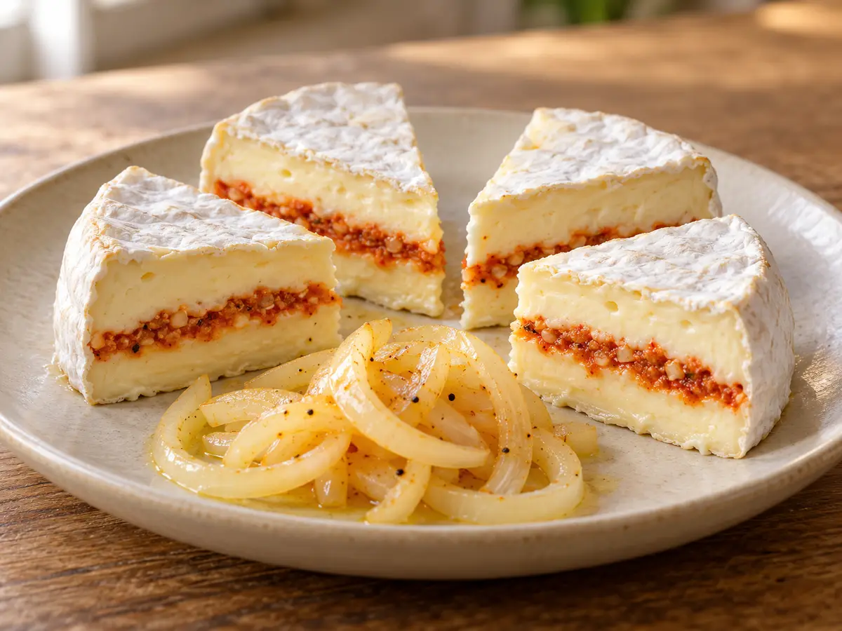 Nakládaný hermelín — formaggio ceco marinato con aglio e paprika
