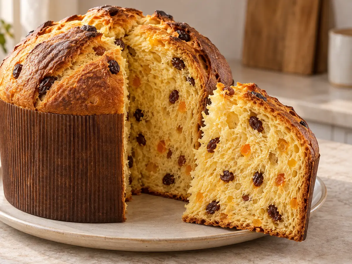 Panettone — brioche italienne aux raisins secs et à l'orange confite