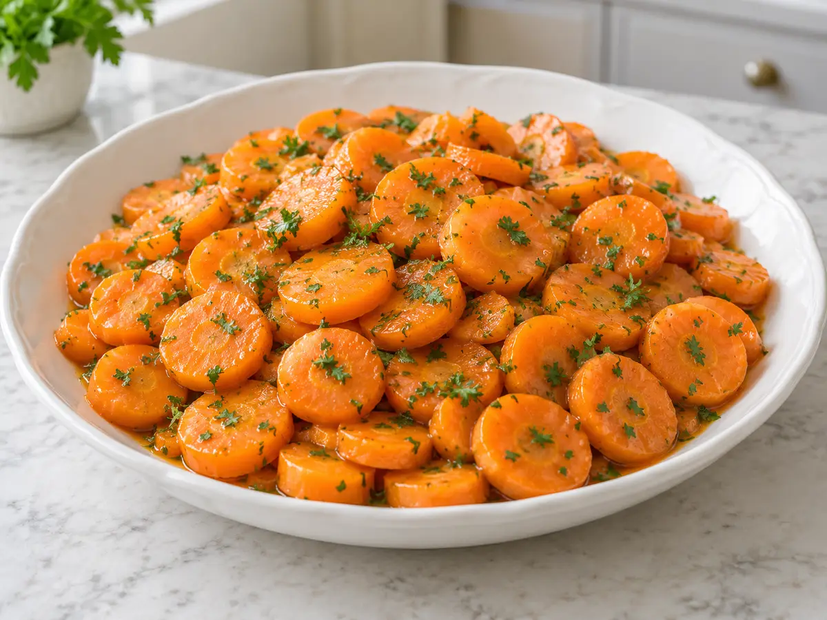 Carottes Vichy — carote al burro con una glassa delicata