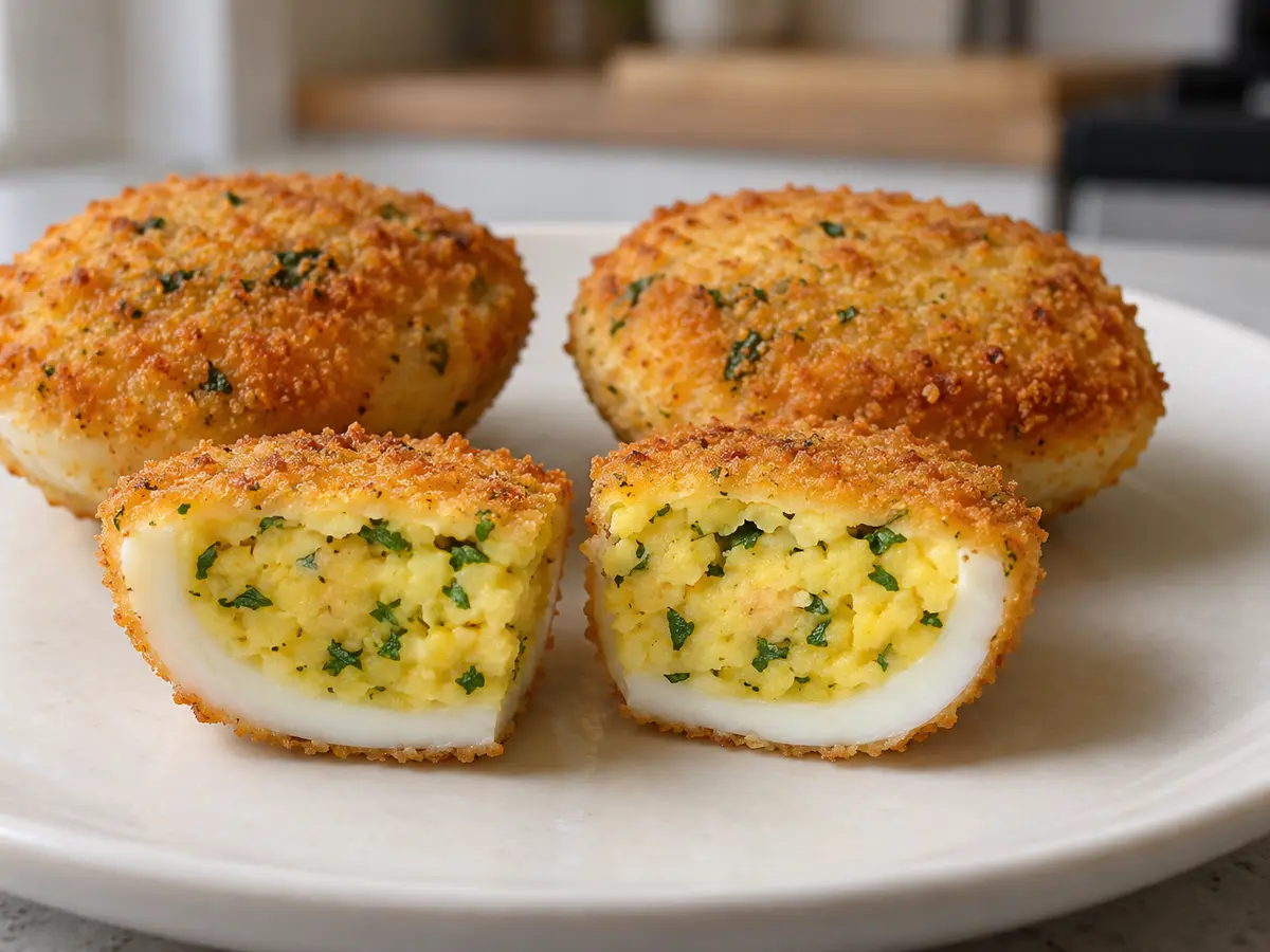Ovos verdes — uova ripiene alle erbe, impanate e fritte