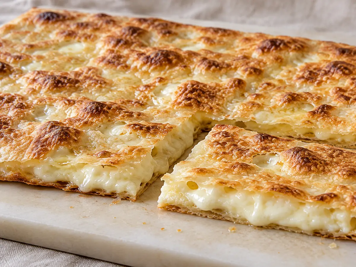 Focaccia col formaggio — sottile focaccia ligure dal ripieno cremoso
