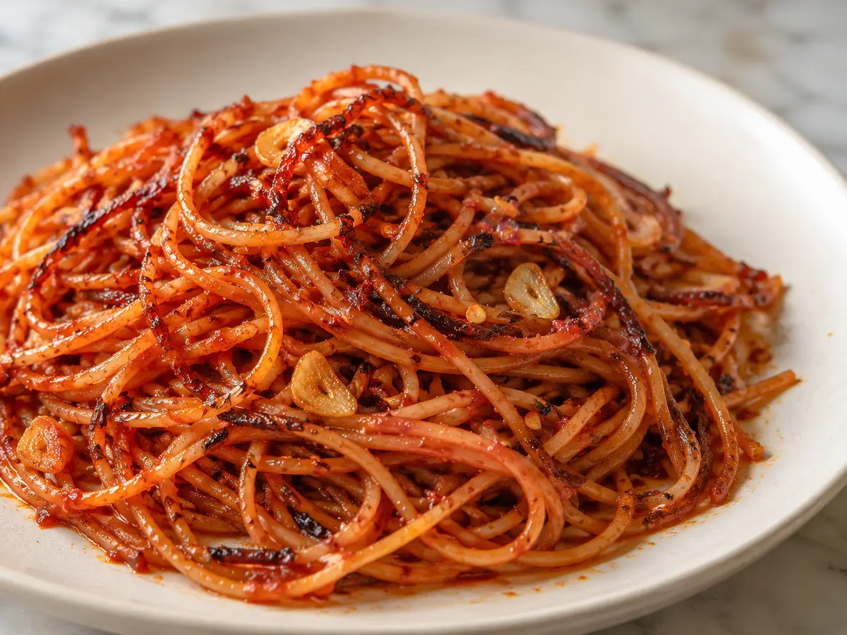 Spaghetti all’assassina — pasta piccante dal fondo croccante