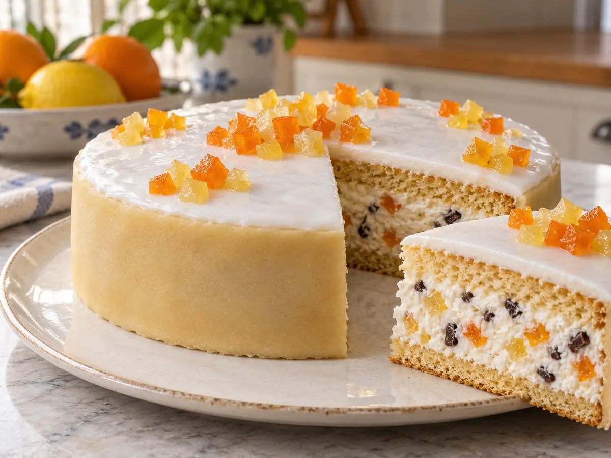 Cassata siciliana — torta con ricotta, marzapane e canditi
