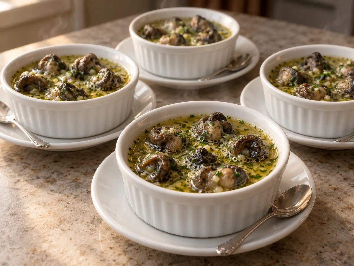 Escargots à la bourguignonne — lumache al forno con burro all'aglio e prezzemolo