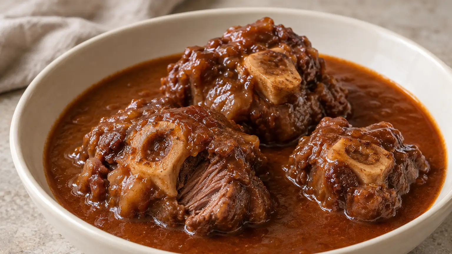 Rabo de toro met mals vlees aan het bot en gladde rodewijnsaus