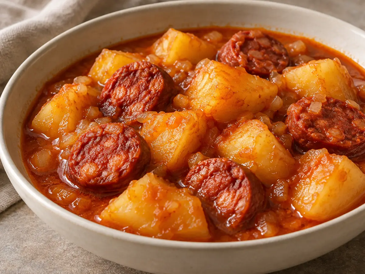 Patatas a la riojana — pommes de terre au chorizo et paprika