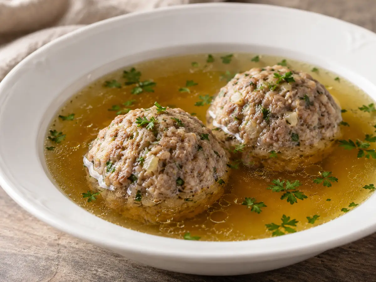 Leberknödelsuppe — brodo con morbidi canederli di fegato
