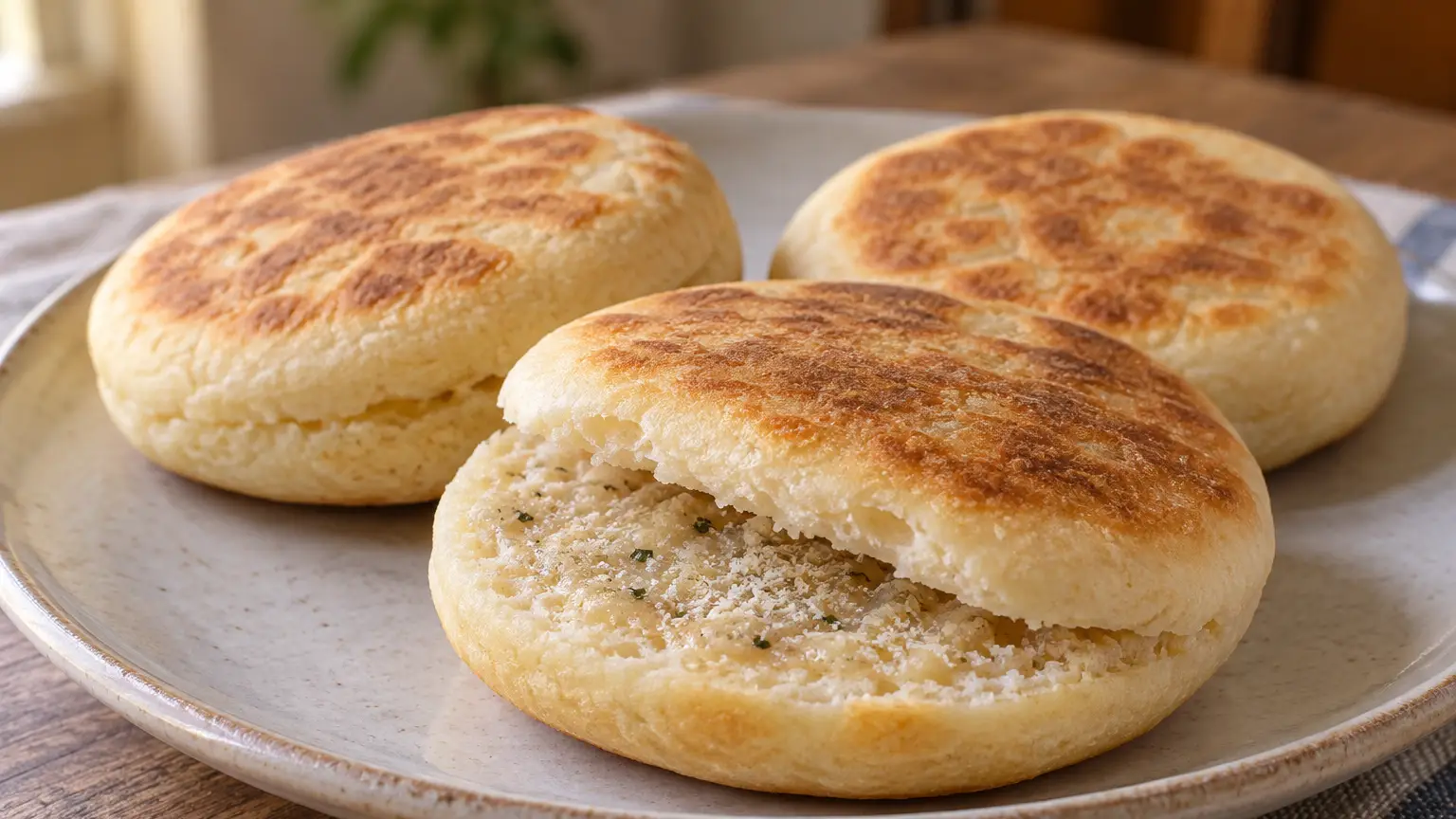 Tigelle rotonde dorate con mollica morbida, crema di lardo, aglio e rosmarino, Parmigiano Reggiano grattugiato